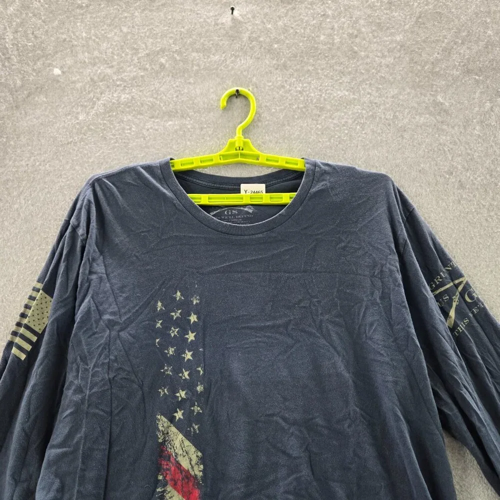 Grunt Style Men Shirt 2XL‎ Blue Graphic American Flag Long Sleeve READ